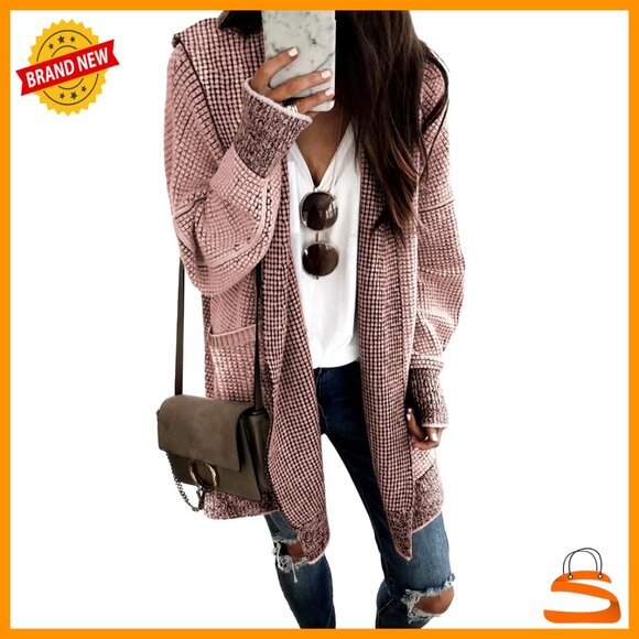 Sweaters - Oversized Hooded Cardigan Chunky Knit Open Front Sweater Coat Fall Fashion